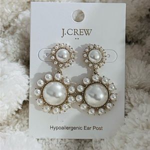 NWT - J. Crew Faux Pearl Dangle Statement Earrings